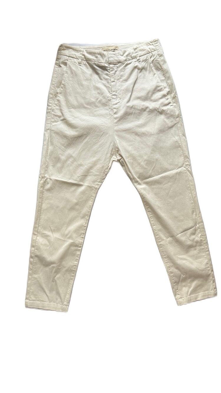 Nili Lotan Paris Pant Size 10 Eggshell NWT Cotton Made In USA